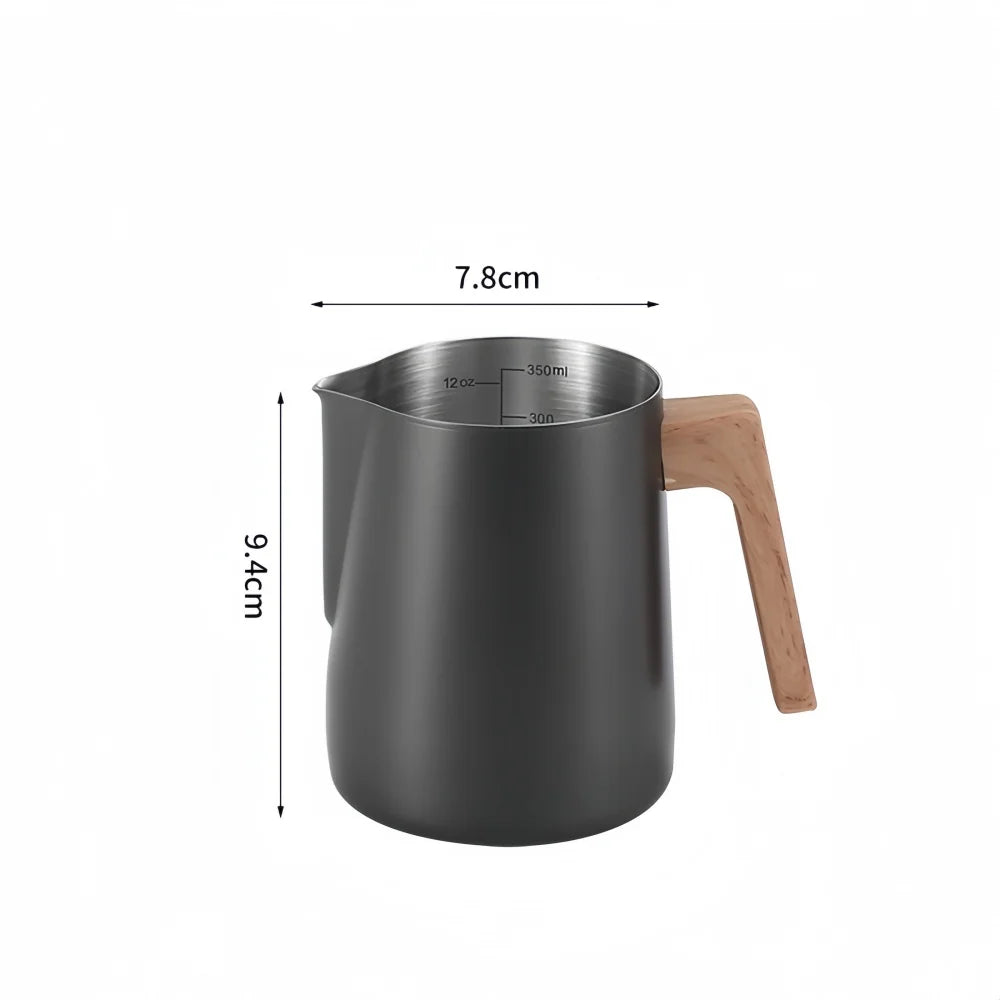 Milk frothing with wood handle