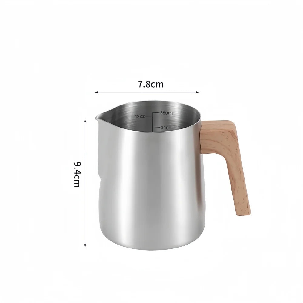 Milk frothing with wood handle